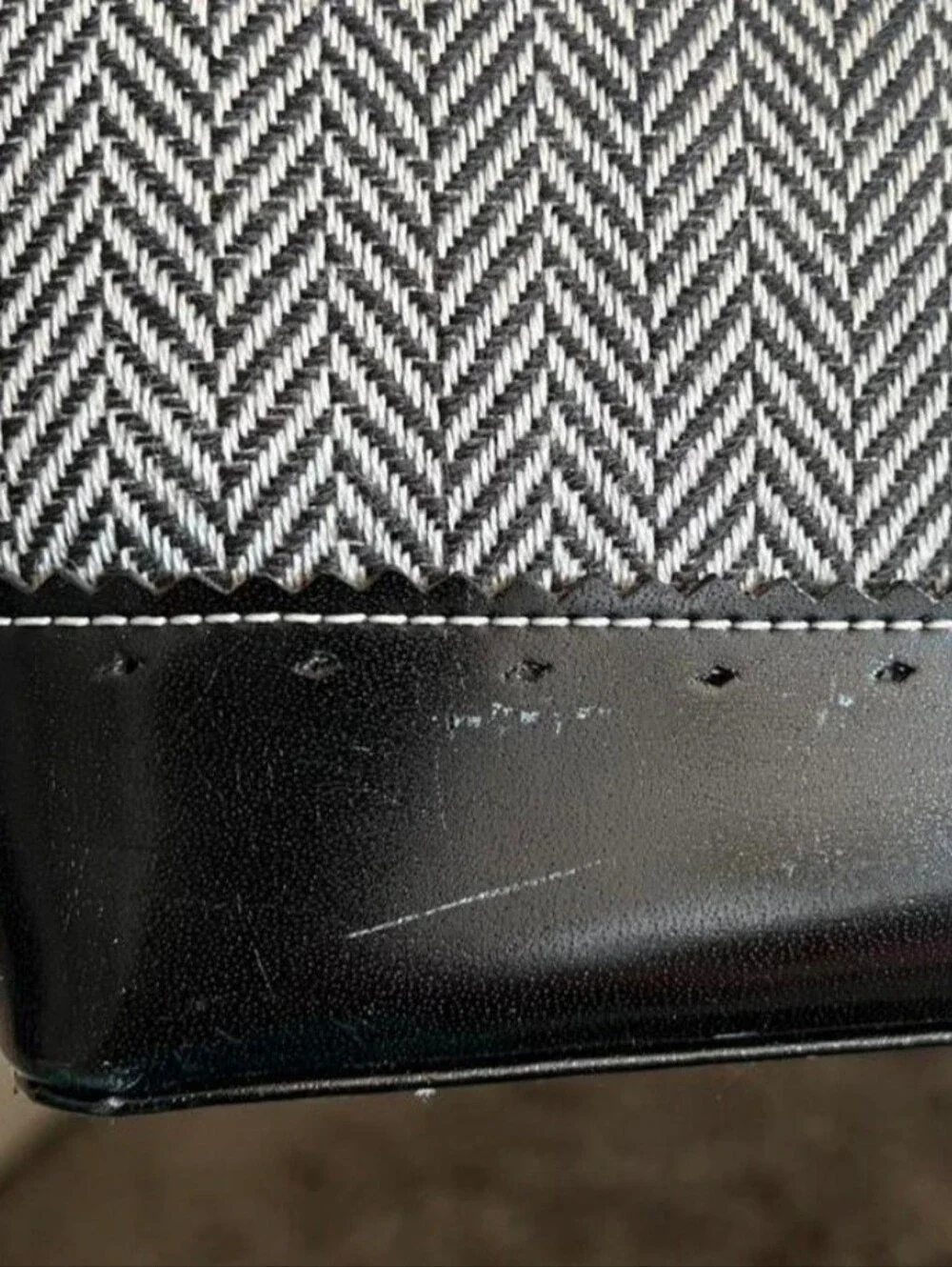 kate spade B&W Herringbone Shoulder Bag with Black Trim